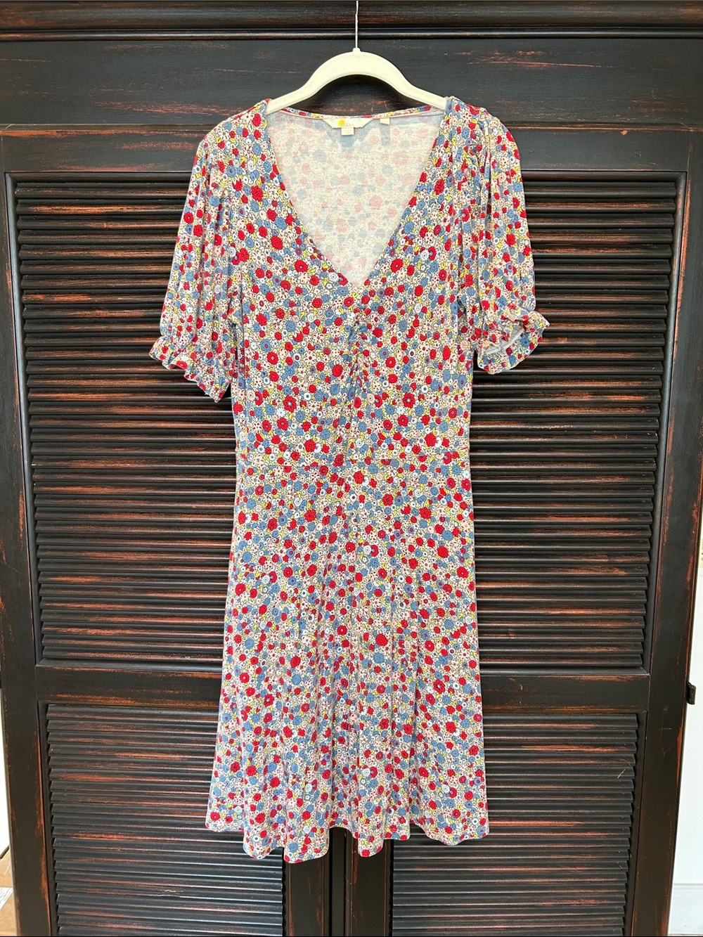 Boden Red Multi Floral Midi Dress